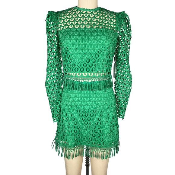 Saylor 'Deirdre' Green Polyester Top & Mini Skirt Set Size XS NWT - Picture 2 of 5